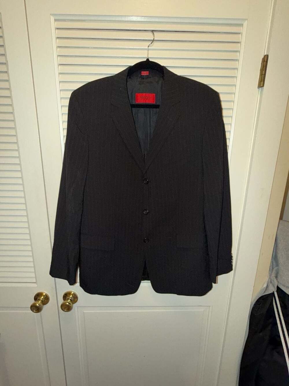 HUGO Hugo Boss Red Label Albo/Hago Pinstripe Virgin Wool Suit Jacket US 42R
